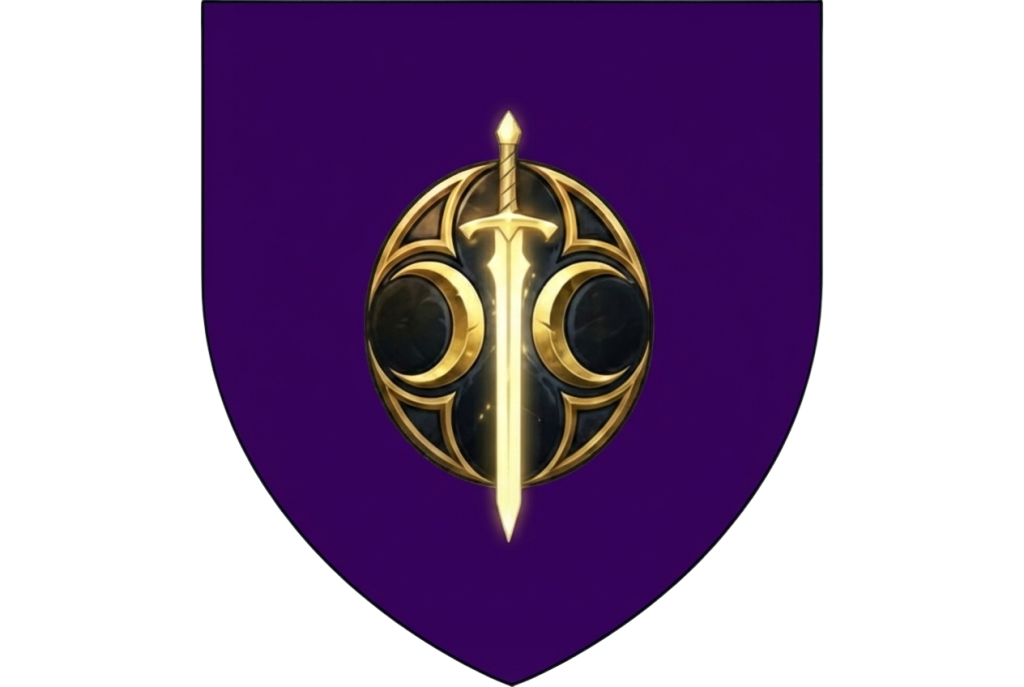 The Sanctum sigil featuring twin moons crossed by a sword of light in The Ancients Reborn Saga